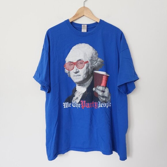 We The Party People Blue Graphic Tee USA 4th of July Men's‎ 2XL Gildan America - Picture 1 of 14